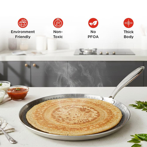 Triply Stainless Steel Frying <b>Pan</b> Saute <b>Pan</b> Non-Stick Coating Gas <b>Induction</b> Cooking 3 Layers Stainless Steel Fry <b>Pan</b> - Product Image 5