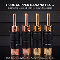 YIVO HIFI Audiophile Banana Plug Tembaga Merah Berlapis Emas Konektor Tahan Guncangan Konduktivitas Tinggi Pengunci Otomatis untuk Peralatan Audio