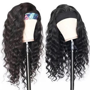 Easy to Wear None Lace <strong>Wigs</strong> <strong>with</strong> <strong>Elastic</strong> Band Glueless Raw Human Hair Kinky Curly Headband <strong>Wig</strong> - Product Image 1