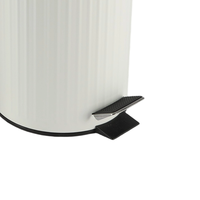 Conteneur à déchets rond couvercle en métal poubelle alimentaire pédale salle de bain poubelle debout brosse de toilette blanc