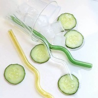 Pailles en verre ondulé en vrac, transparentes, colorées, réutilisables, écologiques, en verre borosilicate