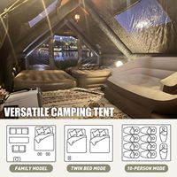 Tente gonflable de luxe 12 saisons pour le camping, 8-10 personnes, trois chambres, salon, portable, installation facile, pompe manuelle, PVC