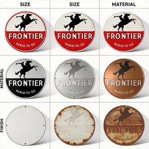 <span class=keywords><strong>Plaque</strong></span> Métallique Ronde Émaillée Style Western Cowboy OEM, Réplique Antique de Panneau de Station-Service - Product Image 3