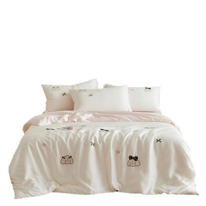 Cho Mùa Hè Mát Mẻ Tấm Ga Giường Đặt Bốn Mảnh Phong Cách Hiện Đại Phim Hoạt Hình Thêu Dệt Sợi Nhuộm Mô Hình 100% Cotton 200TC - Product Image 5