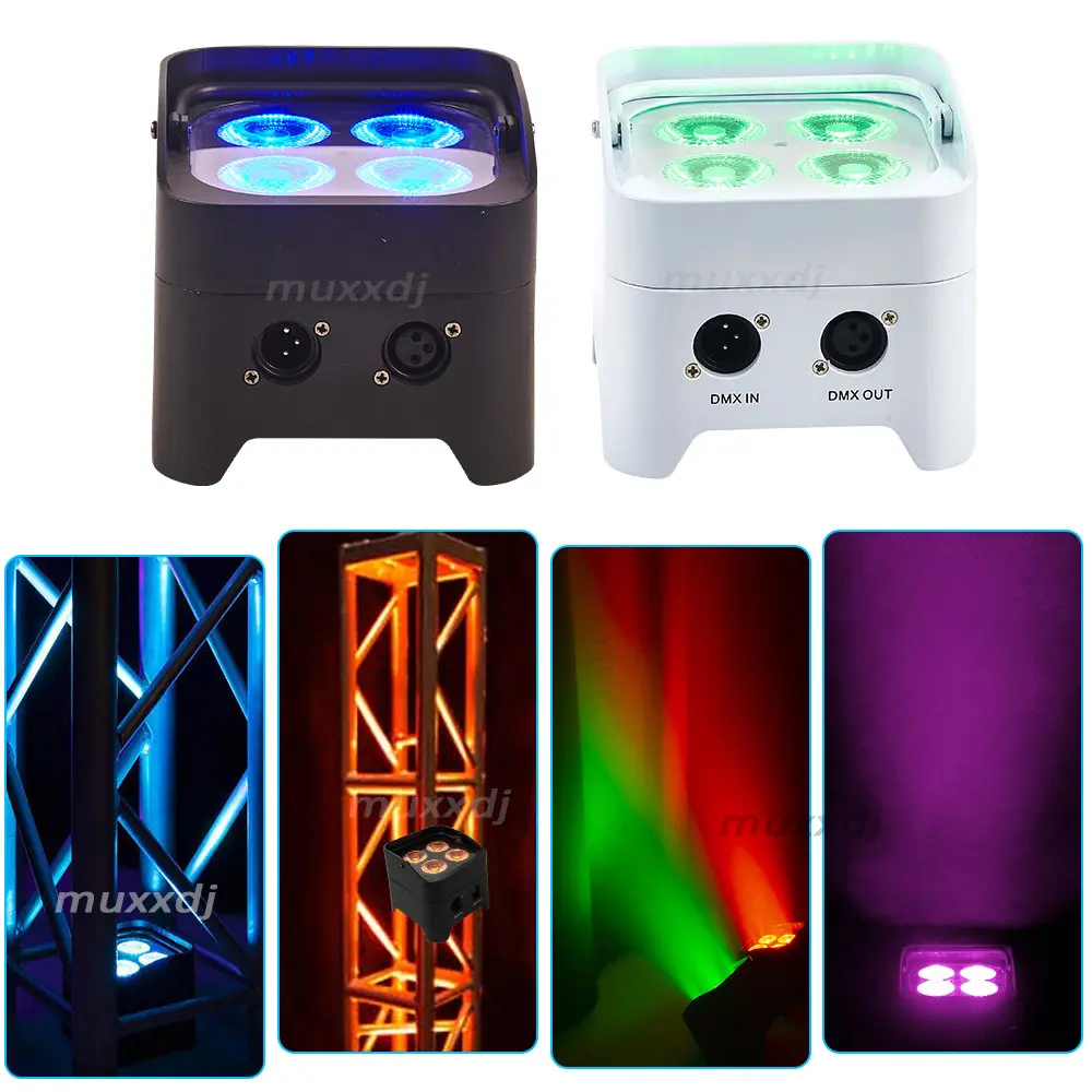 Muxxdj S4 Mini 4x18w RGBAW UV Wireless LED Uplight For Wedding Party Lighting Stage DJ Light