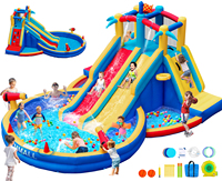 Toboggan aquatique gonflable géant pour adultes FBSPORT avec piscine amovible et souffleur pour les fêtes d'enfants dans la cour
