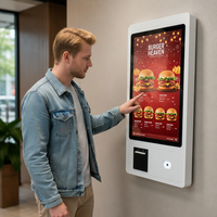 Kiosque de commande alimentaire tactile mural de 21,5 pouces pour restaurant intérieur, avec paiement par lecture de code QR et SDK