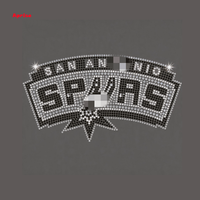 Patchs thermocollants personnalisés en strass avec logo de l'équipe de basketball des San Antonio Spurs, transferts en cristal de verre écologiques carrés pour vêtements