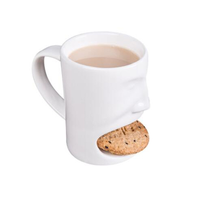 Mug en céramique blanche avec poche à biscuits intégrée, design créatif pour le petit-déjeuner, le lait, le thé, pour la consommation quotidienne à la maison