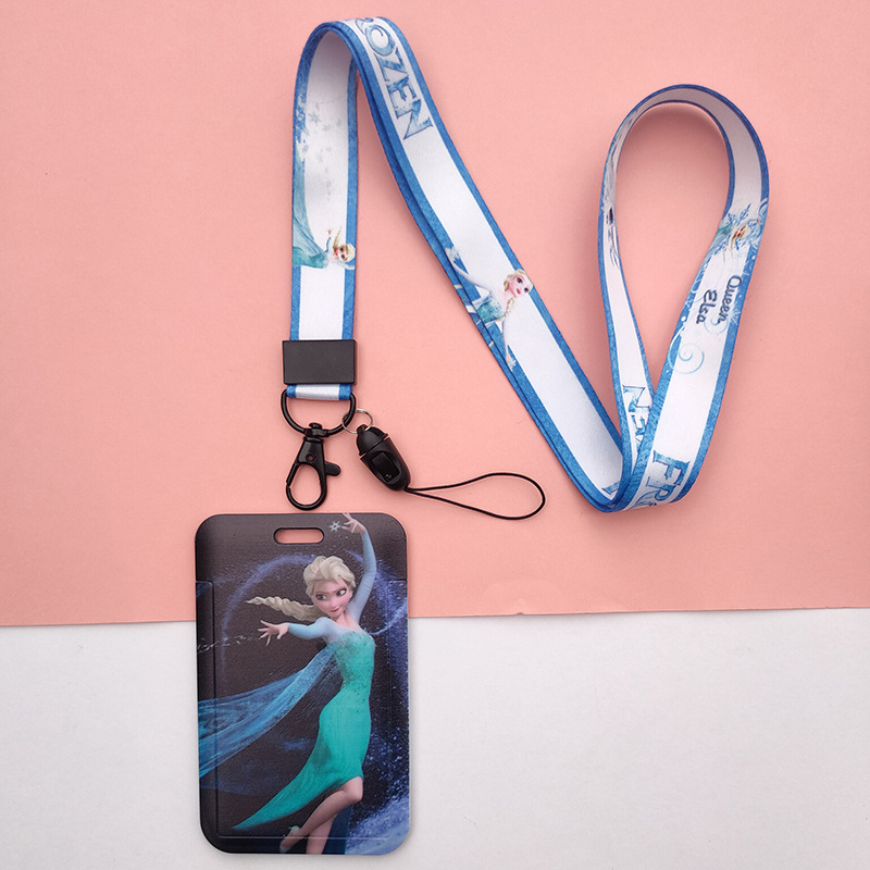 High Quality ID Badge Plastic Card Holder Custom Lovely Cartoon Frozen Elsa Anna Card Case Lanyards Promotional Gift Accessories Image 4