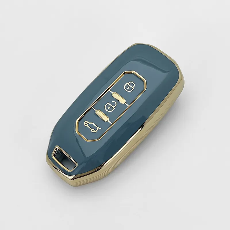 Sleutelhanger Hoes Zachte Beschermketting Schattige Auto-Accessoires Smart Keyless Case Girly Wit Goud Tpu-Toetsen Voor Ford Nieuwe Focus