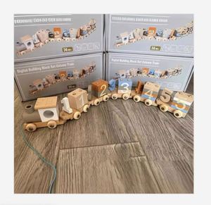Cadeaux pour garçons et filles de 1, 2 et 3 ans, ensemble éducatif de chiffres, jouets en bois en forme de train pour les tout-petits - Product Image 1