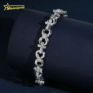 Hip Hop Takı Rapçi Sonsuzluk Buzlu Küba Haçı 8mm Mozanit Elmas 925 Ayar Gümüş Bileklik - Product Image 2