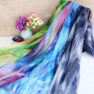 30D Silky 100% Polyester Soft Smooth Transparent Ink Disperse Printed Chiffon Fabric For Summer Dress Scarf