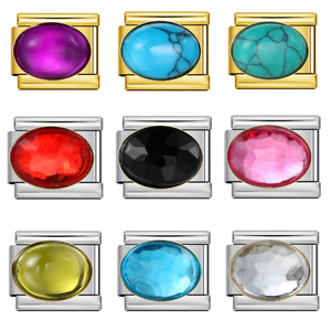 Accessoires DIY : Bracelets de mode en acier inoxydable avec breloques italiennes modulaires élastiques faites à la main, en émail et pierres précieuses, pour la vente en gros - Product Image 1