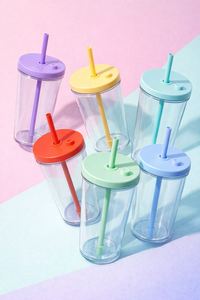 Vaso de Plástico Transparente Reutilizable de 710 ml con Logotipo Personalizado, Tapa de Color y Pajita, para Bebidas Deportivas al Aire Libre - Product Image 3
