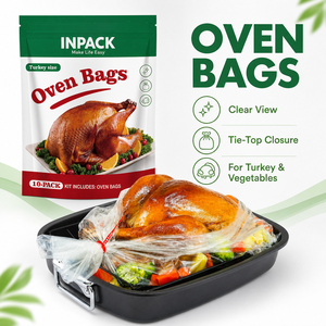 Bolsas de nailon transparentes grandes de 19 x 23.5 pulgadas para horno, aptas para microondas, para asar pavo, con cierre de lazo para cocinar verduras - Product Image 1