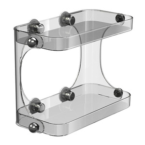 Bathroom Storage Rack Wall Mounted 2 Tier Clear <b>Acrylic</b> Cosmetic Organizer For Vanity With Durable Design - Product Image 5