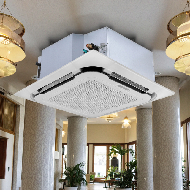 Ceiling Cassette Air Conditioner R410A 4 Way Outlet DC Inverter Motor Commercial HVAC for Central Cooling Heating