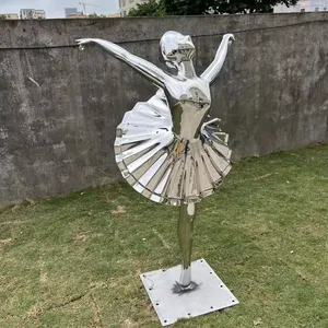 Cuộc Sống Kích thước gương đánh bóng thép không gỉ Dance Ballerina cô gái điêu khắc ngoài trời khách sạn tác phẩm điêu khắc khác trang trí đám cưới