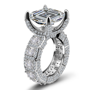 Smaragdschliff Moissanit-Ring 18K Vergoldet Luxuriöser S925 Halo Vollbesetzter Ring Tiefviolettes Samt-Brautschmuck Hochzeit Verlobung - Product Image 2