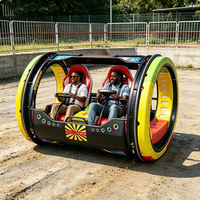Voiture électrique à double siège rotative à 360 degrés Naughty Dog pour enfants, idéale pour les parcs d'attractions, les aires de jeux extérieures et les centres commerciaux