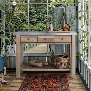 <span class=keywords><strong>Banc</strong></span> de jardin <span class=keywords><strong>en</strong></span> <span class=keywords><strong>bois</strong></span> <span class=keywords><strong>avec</strong></span> 3 tiroirs et étagère à lattes, poste de travail extérieur pour le rangement des pots, des outils et des accessoires de jardinage - Product Image 2