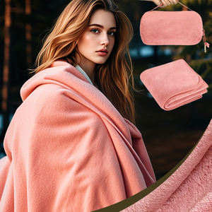 بطانية طائرة قابلة للطي، ضرورية للرحلات الطويلة للبالغين والأطفال، بطانية سفر مع وسادة في حقيبة ناعمة مع جيوب - Product Image 1