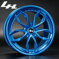 Juego de 2 Llantas de Aleación Forjadas de 17-24 Pulgadas, Color Azul Mate Deportivo, Diseño de 5 Radios Divididos, Borde Remachado, Personalizadas, PCD 5x112/5x120, Compatibles con BMW, Audi, Mercedes