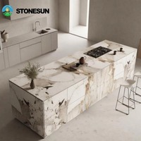 Dalles de comptoir décoratives en marbre Pandora de luxe StonSun avec LED pour la décoration intérieure des hôtels, cuisines et salles de bain