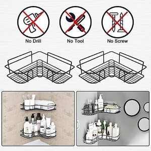 Scaffale portaoggetti triangolare in acciaio inossidabile <span class=keywords><strong>per</strong></span> bagno, senza foratura, da parete, <span class=keywords><strong>per</strong></span> <span class=keywords><strong>lavabo</strong></span>, WC e zona doccia - Product Image 5