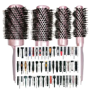 Wholesale Custom Logo Hair Brushes Plastic Professional Round For Salon Styling Tools Hair Ceramic Brush