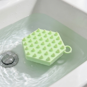 Wholesale Hexagon Silicone Hair <b>Shampoo</b> Brush Hanging for Soft Bristle Scalp Exfoliating Dandruff Removal Massage Scrubber - Product Image 1