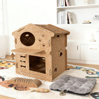 Maison pour chat en liège moderne et luxueuse, durable et écologique, avec entrée ouverte, pour toutes les saisons, espace de salon classique