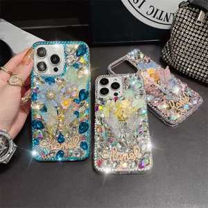 เคสเพชรแวววาวลายดอกไม้ที่สวยงามสำหรับ iPhone 16 PRO MAX 15 14 13เคสพลอยเทียมสำหรับ XR XS MAX 8 <span class=keywords><strong>7</strong></span>ฝาหลัง - Product Image 1