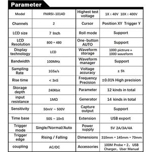 Osciloscopio de Escritorio y Generador de Señal de Doble Canal 2 en 1 <span class=keywords><strong>FNIRSI</strong></span> <span class=keywords><strong>1014D</strong></span> con Frecuencia de Muestreo de 1GSa/s, Osciloscopio Digital Portátil - Product Image 3