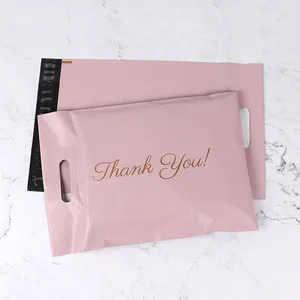 Fast Shipping In Stock Strongly bonded poly mailer for make up brush coat waterproof custom logo pink mail bag with handle