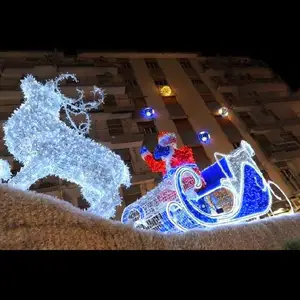 Металлический Санты светодиодные рождественские светильники с Сантой и оленем Рождественский олень с санями