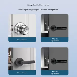 स्टॉक थोक घर इनडोर लकड़ी का दरवाजा लॉक सिंगल-लिंगुअल गोलाकार एक हाथ खोलने वाला सार्वभौमिक फिंगरप्रिंट लॉक ग्राफिफिटी मॉडल - Product Image 4