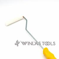 Ensemble de rouleaux à peinture blancs de 4 pouces avec tissu en laine de 15 mm de diamètre, poils de 5 mm et manche en plastique jaune