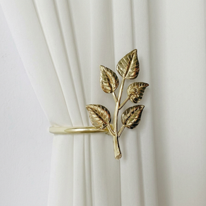 Golden Leaf Design <b>Curtain</b> Holdback Decorative Window Hardware Classic Style Metal <b>Hook</b> - Product Image 1