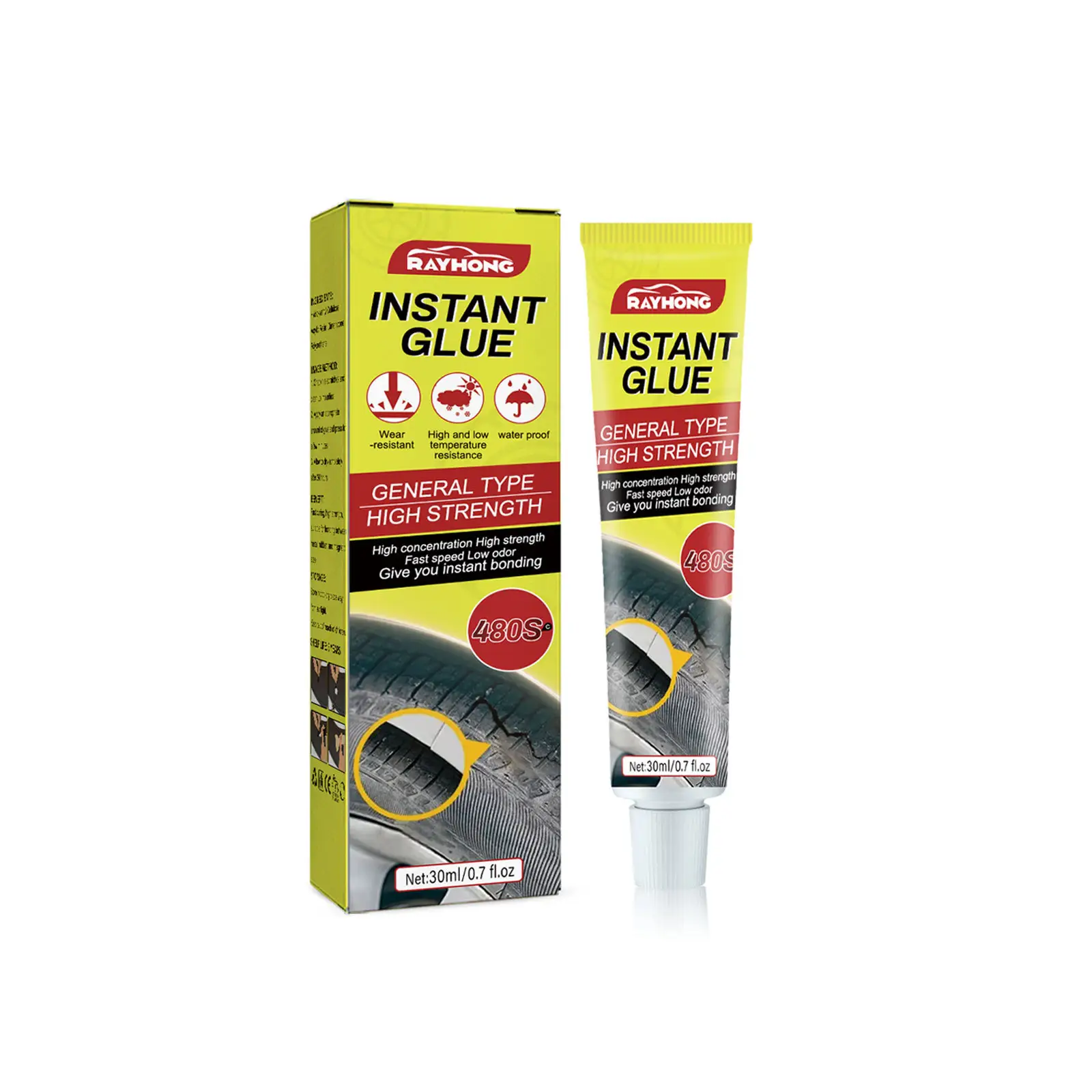 Venta al por mayor Rayhong alto fortalecimiento resistente al desgaste sellador de neumáticos reparación de neumáticos de coche pegamento adhesivo