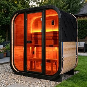 Modern Square Sauna Outdoor Carbonized Spruce Solid Wood Electric Sauna Room for 3 People Wet Steam Eco-Friendly Commercial Vill - Product Image 1