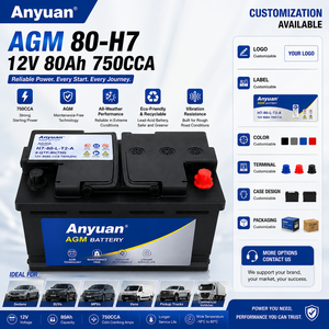 Nueva Batería de Coche AGM de Alta Resistencia Anyuan 12V 80Ah 750CCA H7 DIN80 Arranque y Parada Confiables para SUV y Camionetas - Product Image 3