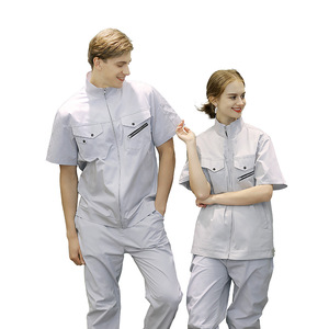 Camisa <span class=keywords><strong>de</strong></span> Trabajo Casual <span class=keywords><strong>de</strong></span> Manga Corta para Hombre y Mujer, Chaqueta <span class=keywords><strong>de</strong></span> Manga Corta para <span class=keywords><strong>Taller</strong></span>, Unisex, Venta al Por Mayor - Product Image 1
