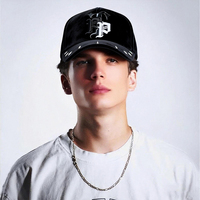 Gorras de Béisbol al por Mayor de Alta Calidad G5, Gorra de Béisbol de 5 Paneles con Bordado 3D Personalizado, Visera Plana, Negra, Estilo Tito Doble P