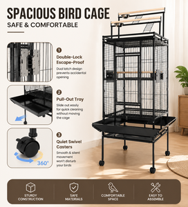 Gazebo <span class=keywords><strong>de</strong></span> Acero y Hierro para Pájaros con Jaula Exterior y Casa para Pájaros Colgante, Espacioso, a Prueba <span class=keywords><strong>de</strong></span> Escapes, Seguro y con Diseño Elegante - Product Image 4