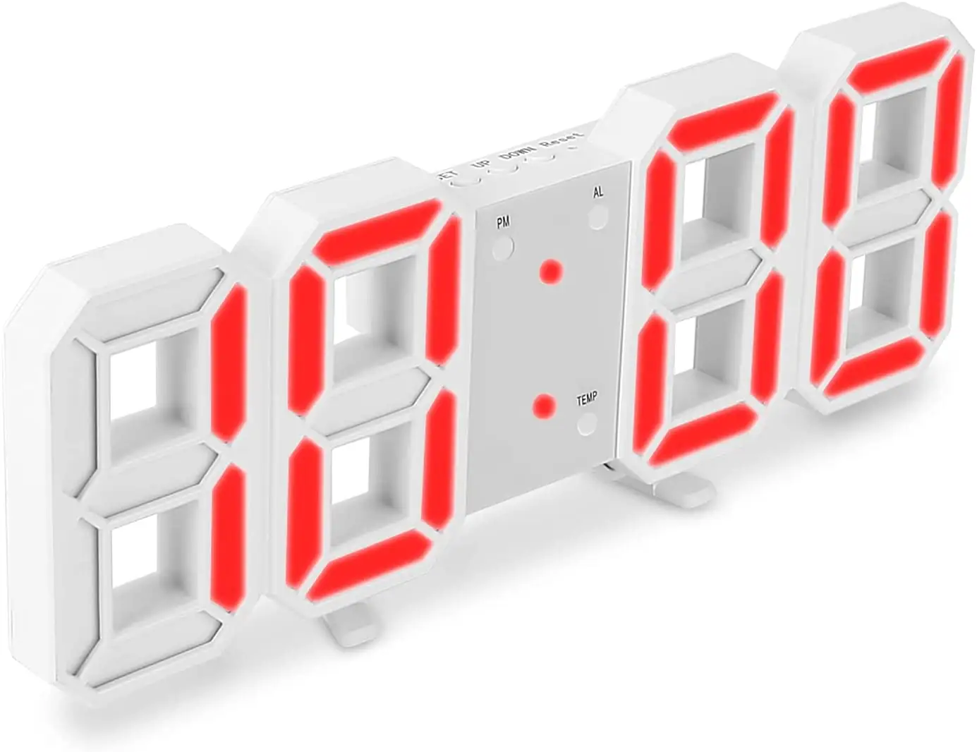 3D Led Clock Alarm Clock Desk Wall Clock with Led Life Temperature Nightlight Need to be Plugged in