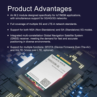 Módulo IoT Celular 5G WZ-LAN RM520N-GL con Interfaz M.2, Desbloqueado, con Posicionamiento GPS, -40~+85, para Sistemas de Control Remoto