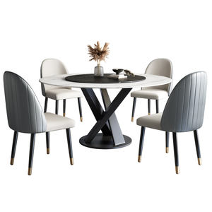 Mesa <span class=keywords><strong>de</strong></span> Comedor Moderna <span class=keywords><strong>de</strong></span> Lujo 2026, Diseño Redondo Simple para Hogares Pequeños, Combinable con Sillas - Product Image 1